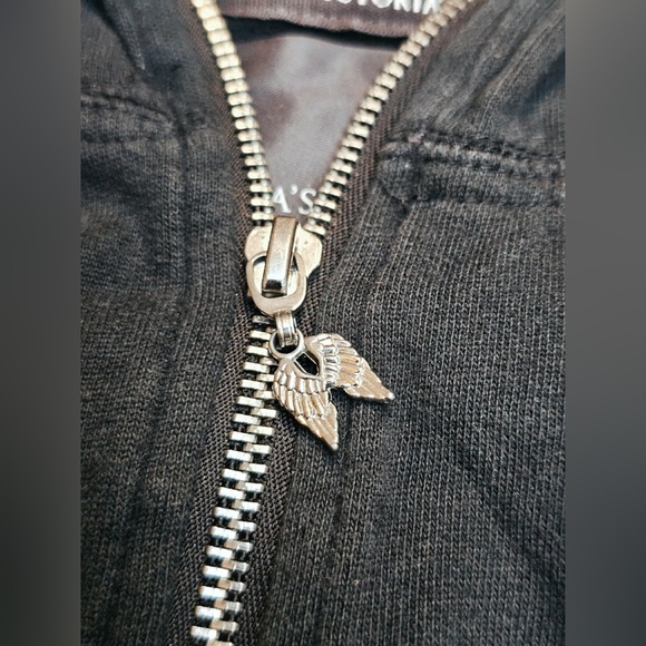 RARE Victoria's Secret PINK Gold Sequins & Wings Black Hoodie Jacket W/ Pockets - Picture 10 of 12